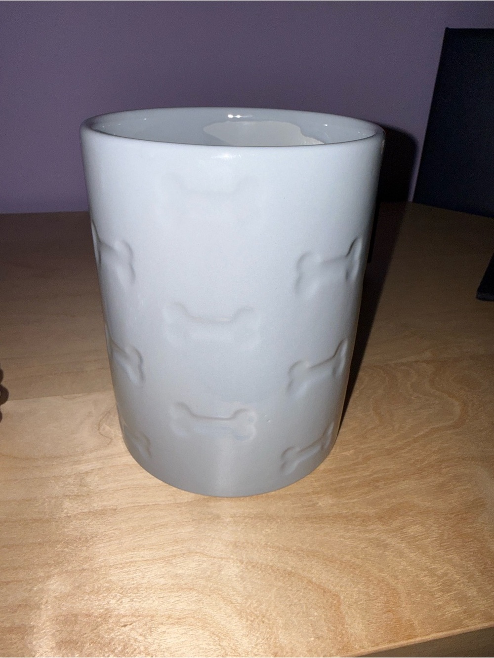 Gray/ blue Bone Pattern Ceramic dog treat holder - Home Accents